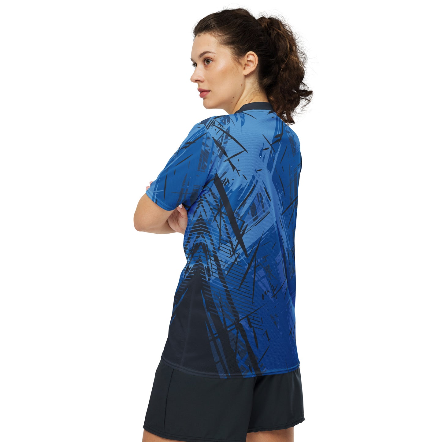 Blaues Recyceltes Unisex-Trikot mit Allover-Druck