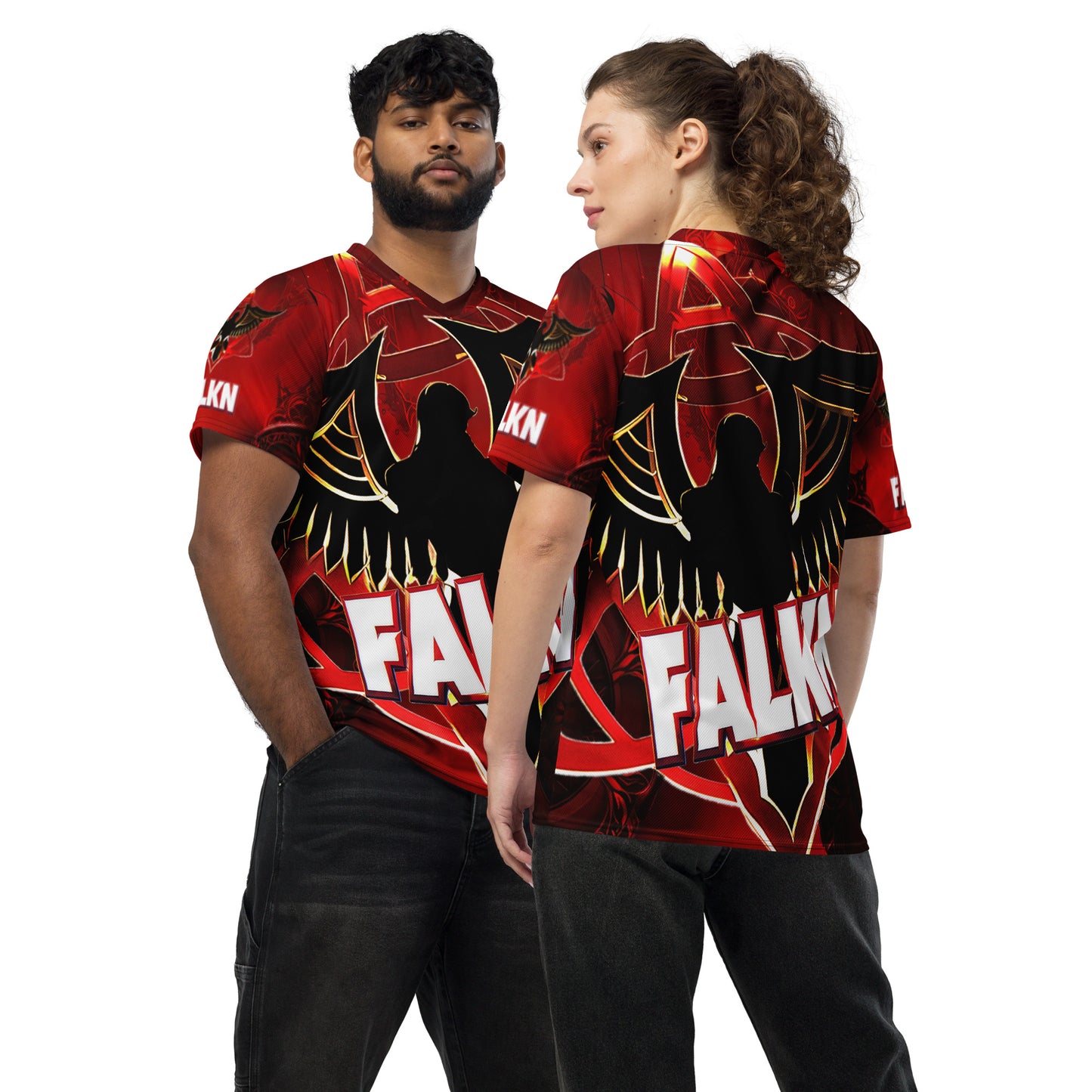 Falkn New Recyceltes Unisex-Trikot mit Allover-Druck