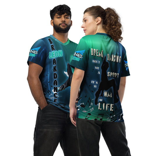 Breakdance Recyceltes Unisex-Trikot mit Allover-Druck