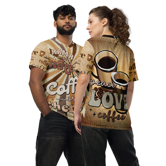 Coffee Recyceltes Unisex-Trikot mit Allover-Druck