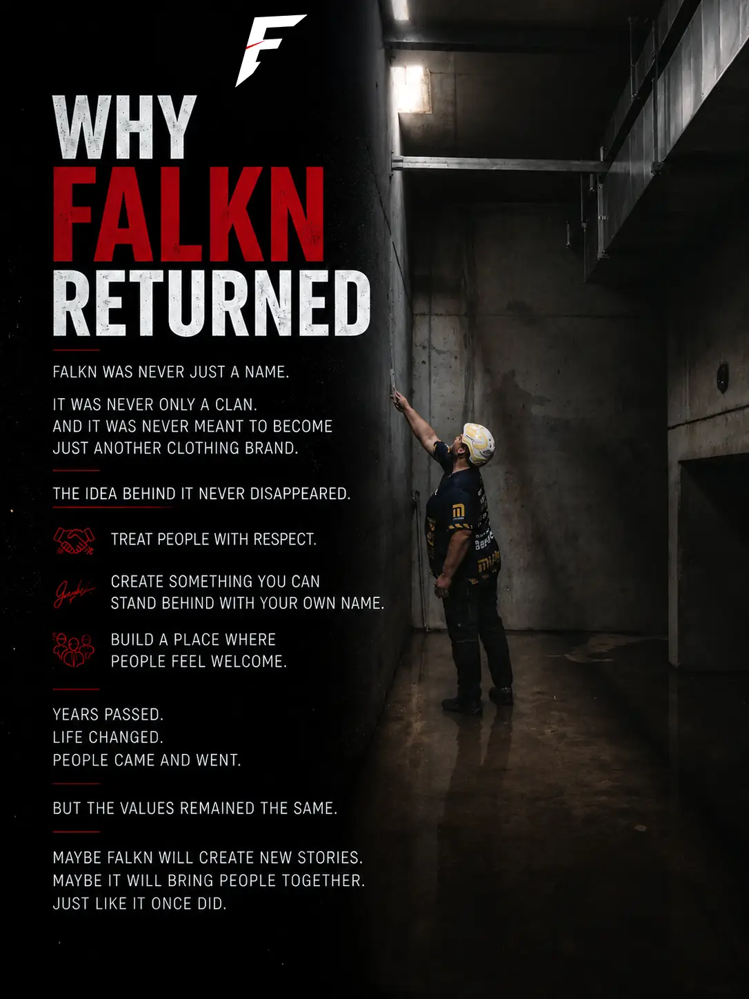 Thomas, Gründer von FALKN, auf einer Baustelle während der Entstehung der FALKN Markenstory.